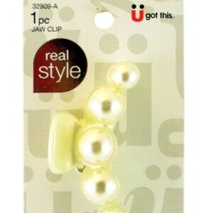 SCUNCI REAL STYLE  6CM PEARL JAW HAIR CLIP  1 PC. (32909)